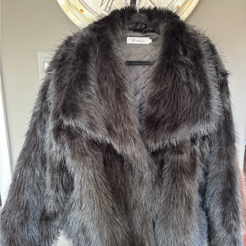 Faux Fur Shawl Collar Black Jacket NWT